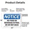 Signmission No Food Or Beverages In Pool Or On Wet Deck, 24 in W x Rectangle, Plastic OS-2PACK-NS-P-1824-L-14566 - alternate 6